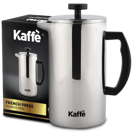 Kaffe Kaffe French Press Coffee Maker. Double-Wall Stainless Steel (6 Cups 0.8L). Extra Filter Included! KF1020